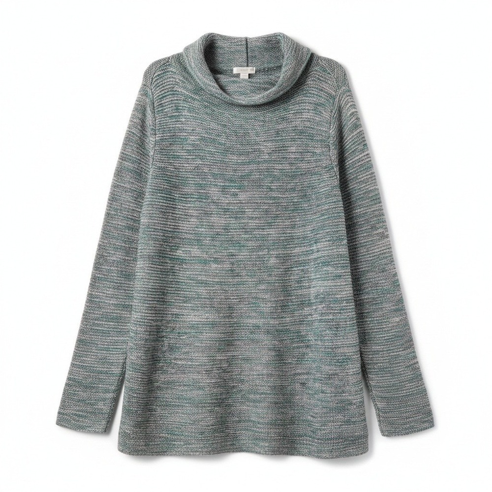 NWT J Jill Marled Knit Cowl Neck Sweater Pullover Green White XL minimalist